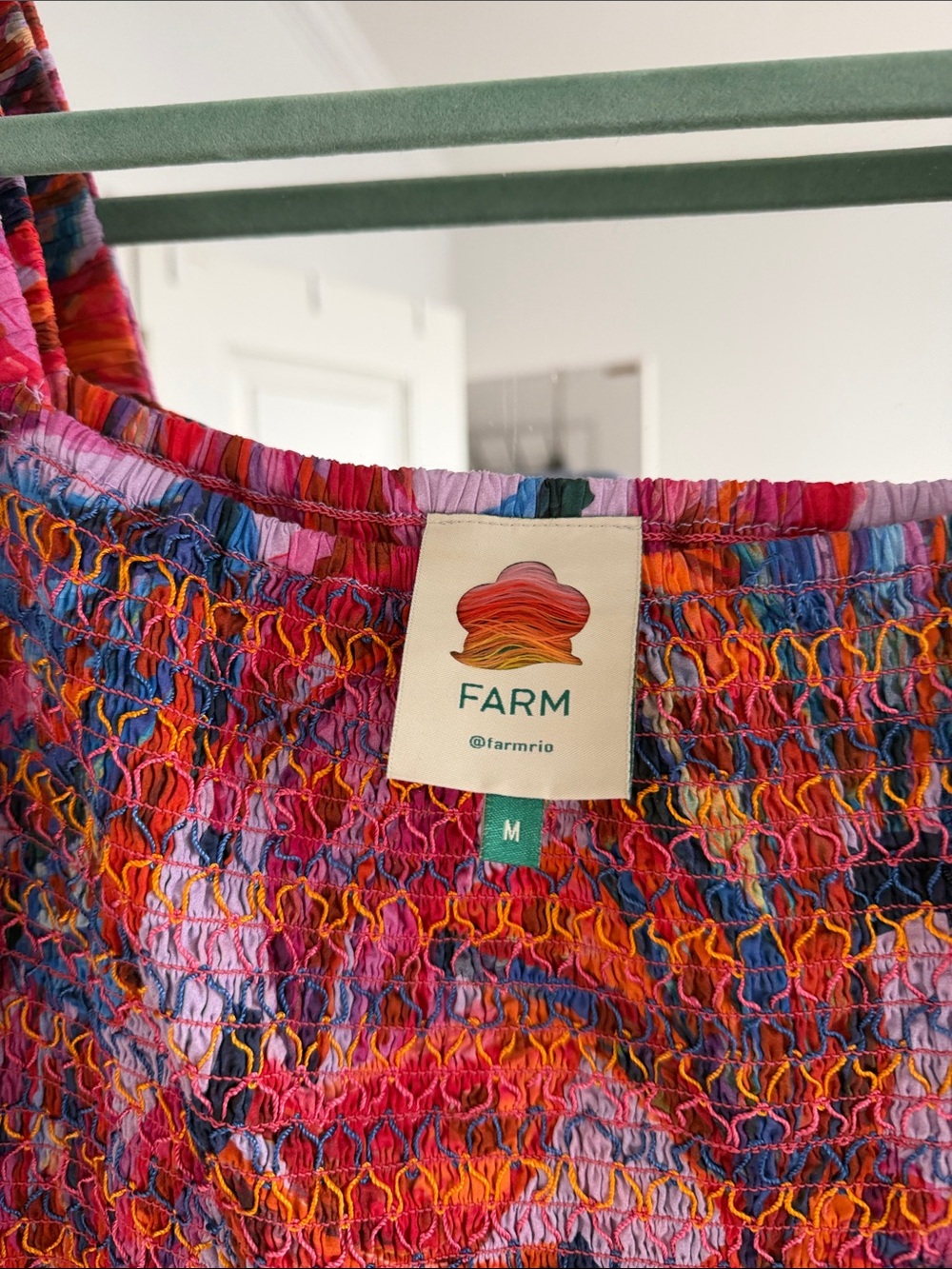 Vibrant Pink Multi-Color Smocked Midi Dress - Picture 4 of 6